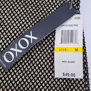 XOXO Women's BLACK GOLD ELASTIC WAIST PENCIL LINED‎ KNEE LENGTH SKIRT SIZE M NWT
